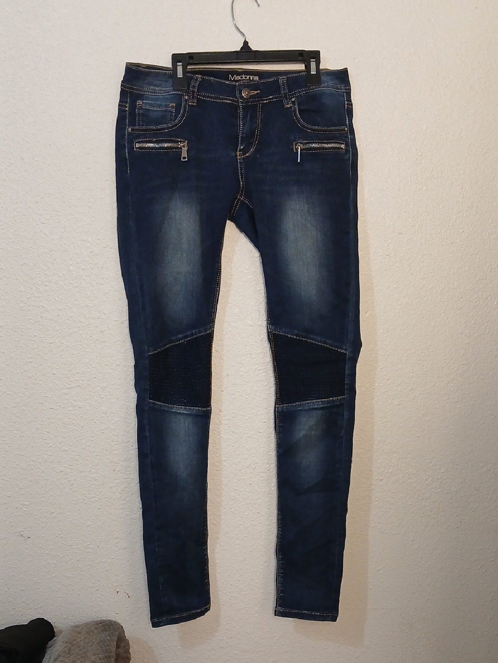 Madonna Dark Indigo Skinny Jeans with Knee Panel Detail